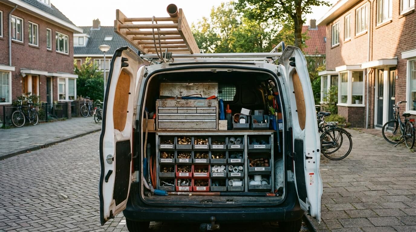 Loodgieter repareert een lekkende waterleiding in Amsterdam